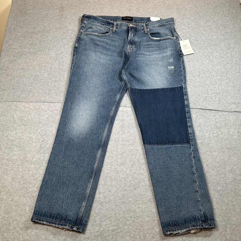 Free Assembly Modern Straight Jeans Men's 38x30(29) Mid Wash Stretch NWT